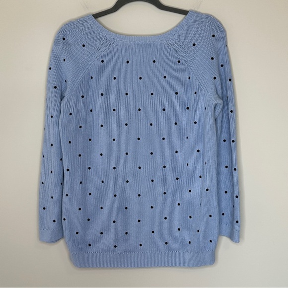 Talbots Light Blue‎ Sweater with Black Polka Dots Plus Size X Pima Cotton Preppy - Picture 8 of 8